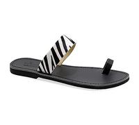 Emmanuela sandali dell'anello di realizzati in pelle, scarpe estive greche fatte a mano di alta qualità, sandali cinturini, sandali per anello piatto boho, Multicolore 2, 36 EU