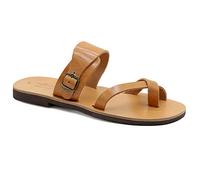 Emmanuela Sandali greci in pelle con dita da uomo per uomo, sandali da uomo a mano di alta qualità con cinturino a fixing regolabile, scarpe estive con cinghie per uomo, beige, 47 EU
