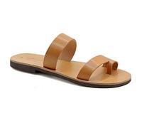 Emmanuela Sandali in pelle fatti a mano greco, sandali a scorrimento di alta qualità, scarpe estive per uomo, sandali ad anello di punta, sandali scorrevoli per uomo, beige, 47 EU