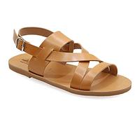 Emmanuela Sandali in pelle greci antichi per uomo, sandali uomo fatti a mano con dita aperti, scarpe da estate regolabili di qualità in nero, marrone, beige, beige, 41 EU