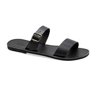 Emmanuela Sandali in pelle greci per uomo, sandali maschili a mano di alta qualità con fibbie regolabili, scarpe estive con dita aperte, sandali con fianco fianco, nero, 46 EU