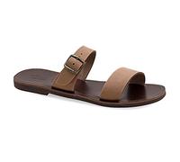 Emmanuela Sandali in pelle greci per uomo, sandali maschili a mano di alta qualità con fibbie regolabili, scarpe estive con dita aperte, sandali con fianco fianco, Marrone scuro, 45 EU
