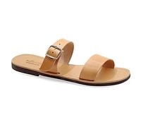 Emmanuela Sandali in pelle greci per uomo, sandali maschili a mano di alta qualità con fibbie regolabili, scarpe estive con dita aperte, sandali con fianco fianco, beige, 41 EU