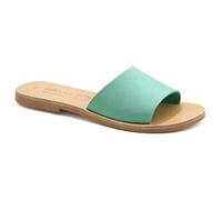 Emmanuela Sandali in pelle piatta a mano greco, sandali semplici di qualità, scarpe estive per donne, sandali a fianco con dita aperte, menta verde, 37 EU