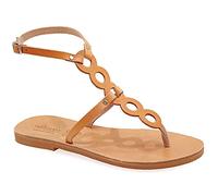 Emmanuela sandali in pelle piatta a mano greco, scarpe estive con le calzatine per le donne, i sandali del cinturino con dita dei piedi divisa, con cinturini regolabili fibbia, beige, 41 EU
