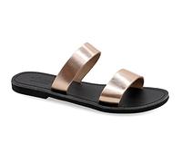 Emmanuela sandali in pelle piatta a mano greco, stivali da scivolo di alta qualità scarpe estive per donna, cinghia sandali diapositive, sandali boho chic in oro rosa animale stampa leopardo croco