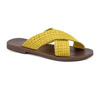 Emmanuela Sandali in pelle piatta greca antica, scivolo a mano di alta qualità su x cinghia scarpe estive per signore, sandali a fianco con dita aperte, giallo, 36 EU