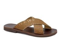 Emmanuela Sandali in pelle piatta greca antica, scivolo a mano di alta qualità su x cinghia scarpe estive per signore, sandali a fianco con dita aperte, Bronzo, 36 EU