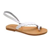 Emmanuela Sandali in stile antico greco, sandali in pelle piatta fatti a mano con anello di punta, sandali di alta qualità, scarpe estive con le calzatine per le donne, bianco, 37 EU