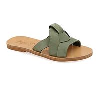 Emmanuela Sandali in stile greco antico, sandali piatti in pelle fatti a mano con dita aperte, scarpe estive di alta qualità per le donne in oro rosa argento turchese bianco, verde oliva, 36 EU