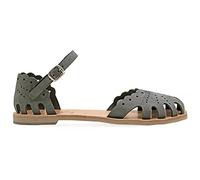 Emmanuela Sandali nell'antico stile greco, sandali in pelle piatta a mano con dita chiuse, sandali regolabili, scarpe estive con cinghie per caviglie per le donne, grigio, 36 EU