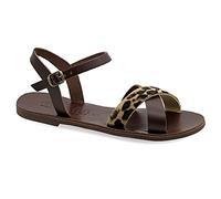 Emmanuela Sandali piatti a mano Greco con cintura a fibbia regolabile, scarpe estive con cinghie per caviglie per donne, sandali a snellire con dita aperte, Multicolore 1, 41 EU