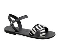 Emmanuela Sandali piatti a mano Greco con cintura a fibbia regolabile, scarpe estive con cinghie per caviglie per donne, sandali a snellire con dita aperte, Multicolore 2, 39 EU