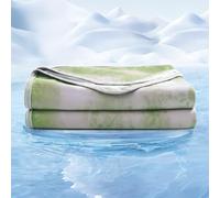 Emme Arc-Chill Q-Max - Coperta rinfrescante, 152 x 203 cm, 2 in 1, double face, leggermente traspirante, copriletto verde acquerello