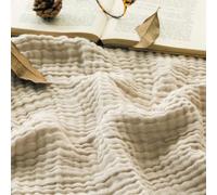 EMME Coperta 100% Cotone, Doppia Misura Pre-Lavata Morbida Calda Traspirante Coperta Leggera per Sedie Divano, Letto Copridivano per Tutte Le Stagioni (Marrone Chiaro, 140 x 190 cm)