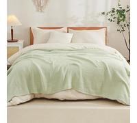 EMME Coperta da Lancio in Cotone per Divano Morbide Coperte di Mussola 127x152cm Coperta Leggera Traspirante per Tutte le Stagioni Garza, Verde Menta