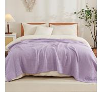 EMME Coperta in cotone per letto king size, morbida, 274,3 x 228,6 cm, leggera e traspirante, coperta in garza, per tutte le stagioni, lavanda
