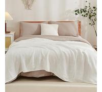 EMME Coperta in Muslin di Cotone King Size, Grande, Oversize, Strato per Letto, Trapunta, Copertura Leggera e Traspirante in Garza Morbida (Bianco, 305cm x 239cm)