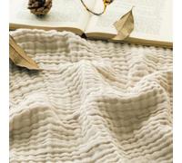 EMME Coperta in mussola di cotone, morbida, leggera e traspirante, copriletto in garza per tutte le stagioni, King Size, 274 x 229 cm, marrone chiaro