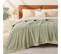 EMME Coperta in mussola di cotone per letto matrimoniale, reversibile, 203,2 x 228,6 cm, verde salvia, morbida e calda, per divano, letto, picnic, viaggio