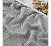 EMME Coperta in mussola di cotone per letto matrimoniale, traspirante, morbida e leggera, regalo per adulti per donne (grigio mélange, 152,4 x 203,2 cm)