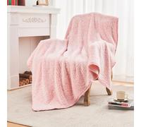 EMME Coperta morbida Sherpa, 152 x 203 cm, spessa ed elegante, per divano doppio viso, extra morbida, calda, reversibile, morbida coperta per divano e letto, rosa