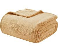 EMME Coperta Plaid Pile in Flanella - 150 x 200 cm, Coperta Sherpa Morbida e Soffice, Coperta Pile Calda, Coperta Letto, Coperta per Divano o Picnic, Beige