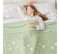 Emme - Coperta rinfrescante per chi sente caldo quando dorme, per divano e letto singolo/completo, sottile e leggera, double face, mantiene il corpo al fresco, lenzuolo verde
