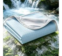 EMME Coperta rinfrescante traspirante per letto queen size (228,6 x 228,6 cm) per chi dorme caldo, coperta estiva sottile e leggera per sudorazione notturna, coperte fredde blu per dormire