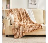 EMME - Coperta soffice 150 x 200 cm in pelliccia sintetica super morbida, accogliente, calda, reversibile, coperta in pile per divano e letto, marrone
