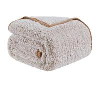 EMME Morbida coperta in pile Sherpa, reversibile, grande, leggera, calda, decorativa, per divano, camera da letto, viaggi (cachi, 127 x 152 cm)