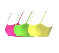 eMMe SQUARE 3 pz Reggiseno Spalla Stretta Microfibra, Bralette Donna, Brassiere Top Donna, Reggiseno Donna Elasticizzato Senza Cuciture; Made in Italy (IT, Testo, S, M, Regular, Regular, Colori Fluo)