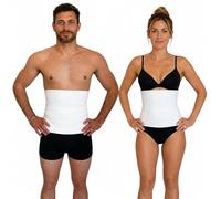 eMMe SQUARE - Pancera Lombare Uomo Donna in Cotone - Fascia Elastica per Schiena, Reni e Addome - Morbida, Traspirante e Discreta sotto i Vestiti - Protezione dal Freddo (Rigata - Bianco, S)