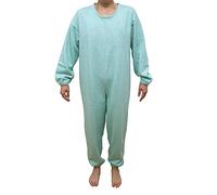 eMMe SQUARE - Pigiama Sanitario Intero Invernale a Manica Lunga con Zip Posteriore, Tuta Sanitaria per Anziani Disabili Degenti, Cotone Felpato, qualità Made in Italy, Unisex, Colore Verde Taglia L