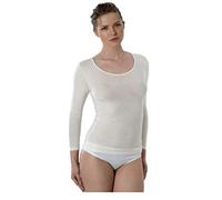 EMMEBIVI Canottiera Donna Manica Lunga in Lana E Seta Capo Realizzato in Lana Merino Extra Fine. Disponibile nei Colori Bianco e Nero.