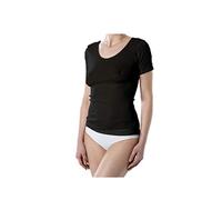 EMMEBIVI Confezione da 2 Pezzi Canottiera Donna Mezza Manica in Lana E Seta Capo Realizzato in Lana Merino Extra Fine. Disponibile nei Colori Bianco e Nero.