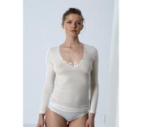 Emmebivi Maglia Donna Manica Lunga in Lana Seta con Ricamo in Pizzo 93064