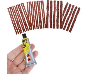 EMMECI TECHNOLOGIES Ricarica Kit Riparazione Gomme Auto e Moto 31 pz - Include Strisce Riparazione, Tubetto Mastice Professionale - Compatibile con Tutti i Kit - Alta Qualità