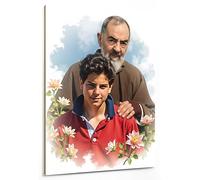 emmena - Quadro Arte Sacra - Carlo Acutis e Padre Pio in Paradiso - 18x24 cm