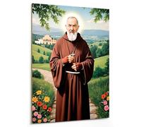 emmena - Quadro Arte Sacra - San Pio - Padre Pio e la sua Chiesa - 18x24 cm
