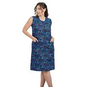 EMMESSE Copriabito Donna 100% Cotone SANFORIZZATO Fantasia Floreale Bottoni Centrali Made in ItalyEgidio (Blu, L)