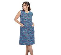 EMMESSE Copriabito Donna 100% Cotone SANFORIZZATO Fantasia Floreale Bottoni Centrali Made in ItalyEgidio (Bluette, XXL)