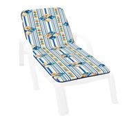 emmevi Cuscino Lettino Morbido a Righe Mare Conchiglie Materassino Copri Sdraio Esterno Lavabile Bianco