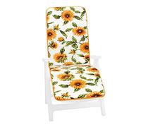 emmevi Cuscino Sdraio Poltrona Morbido Girasoli Copri Lettino Relax Pieghevole mod.CAIRO dis.34A BIANCO