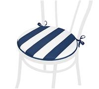 emmevi Cuscino Sedia Rotondo Morbido Coprisedia Giardino Cucina Universale Lavabile Mod.DALIA FASCIATO_BLU