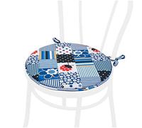 emmevi Cuscino Sedia Rotondo Morbido Coprisedia Laccetti Fissaggio Lavabile Coccinella Mod.DALIA8E BLU