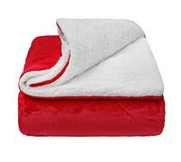 emmevi Plaid Sherpa Flanella Doppio Strato Morbida Vellutata Matrimoniale Mod. COPERTA AGNELLATA ROSSO