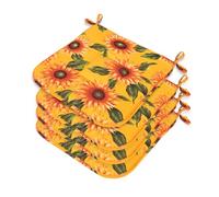 emmevi Set 4 Cuscini Sedia Cotone Con Lacci Lavabili Morbidi Universali Copri Sedie Cucina Girasoli Gialli
