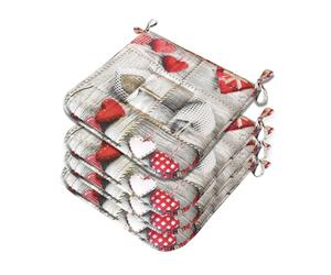 emmevi Set 4 Cuscini Sedia Cotone Con Lacci Lavabili Morbidi Universali Coprisedia Cucina Shabby Chic