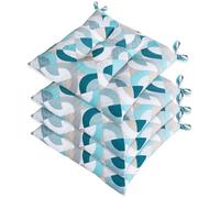 emmevi Set 4 Cuscini Sedia Moderni Morbidi Universali A Cerchi Azzurri Blu Coprisedie Cotone Lavabili